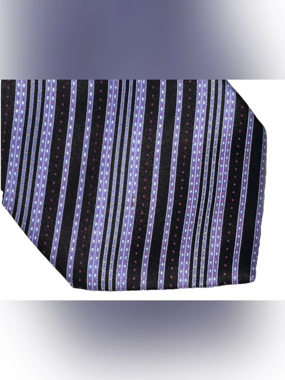 $350 NEW STEFANO RICCI TIE HANDMADE ITALY VIOLET BLUE BLACK DIAGONAL STRIPES